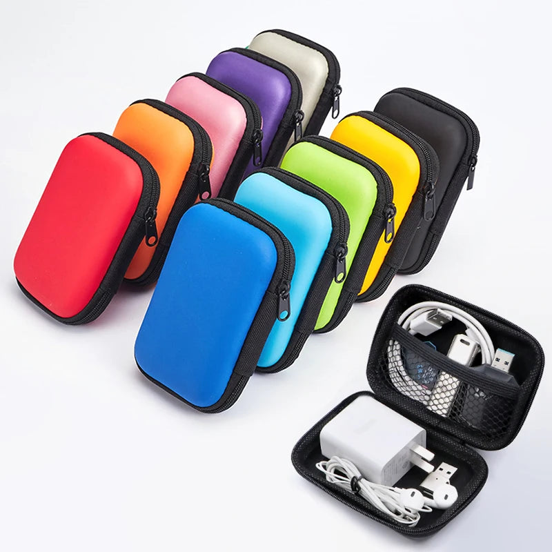 Earphone Data Storage Bag Oval Square Rectangle Cable Organizer Bags Mini Zipper Pouch Tech Gadgets Portable Charger U Disk Case