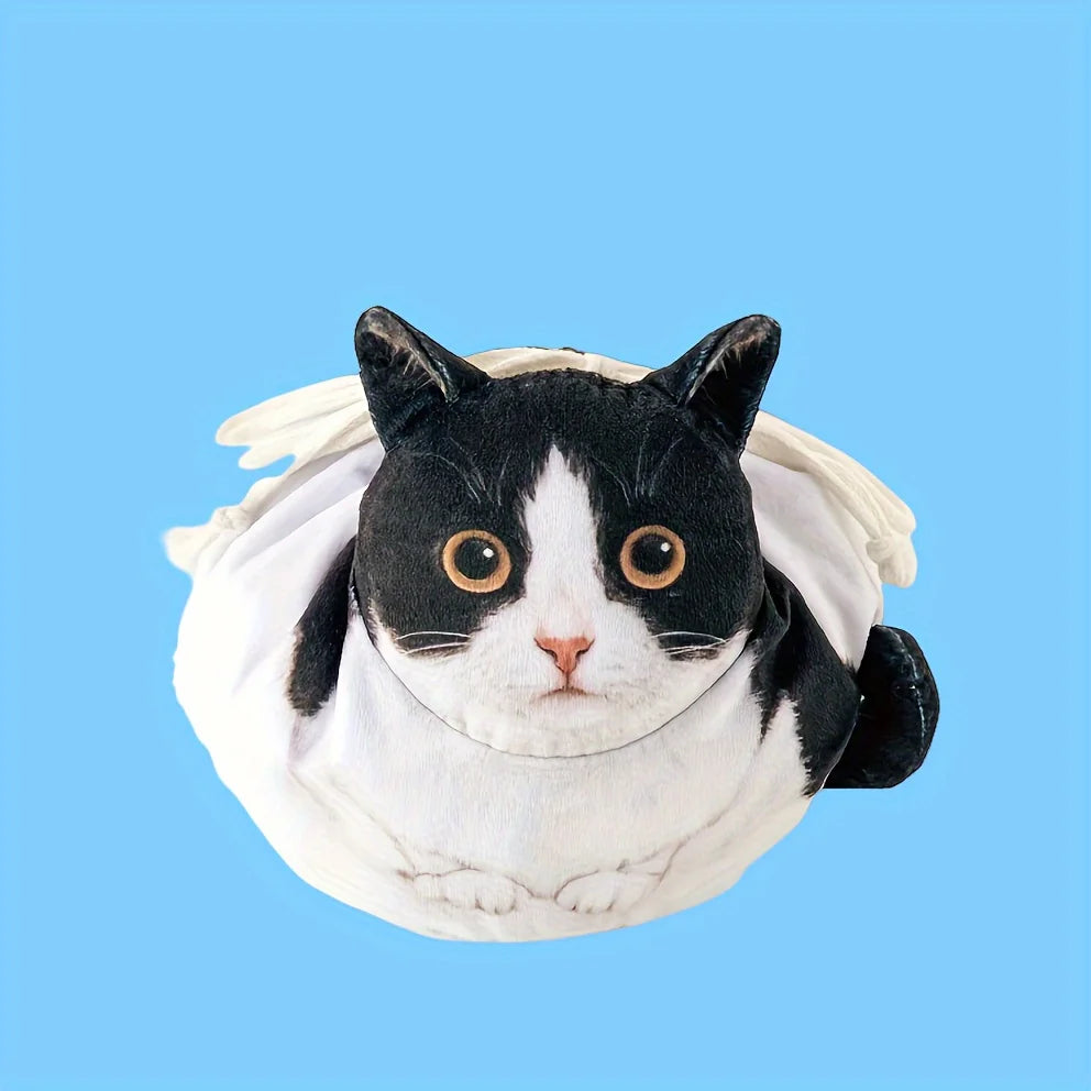 Cat Print Drawstring Cosmetic Bag, Lightweight Makeup Pouch with Zipper for Travel Home Organization