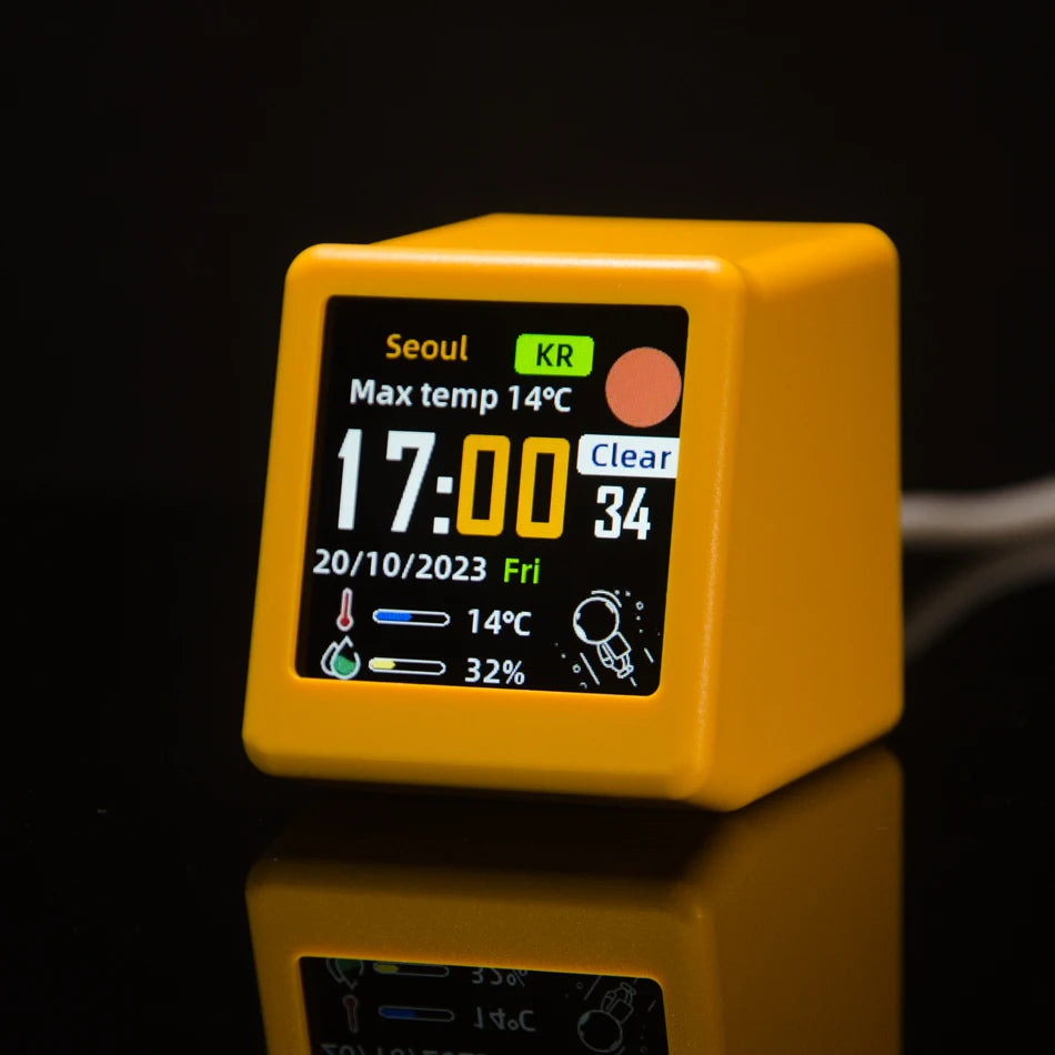 GeekMagic Smalltv-Ultra Cheap Smart Gift Desktop Bed Clock WiFi Weather Forecast Station Photo Album with Gif Animation Tech Gif