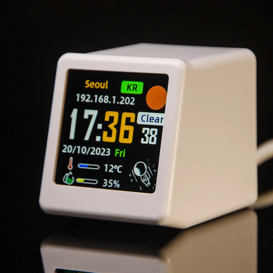 GeekMagic Smalltv-Ultra Cheap Smart Gift Desktop Bed Clock WiFi Weather Forecast Station Photo Album with Gif Animation Tech Gif
