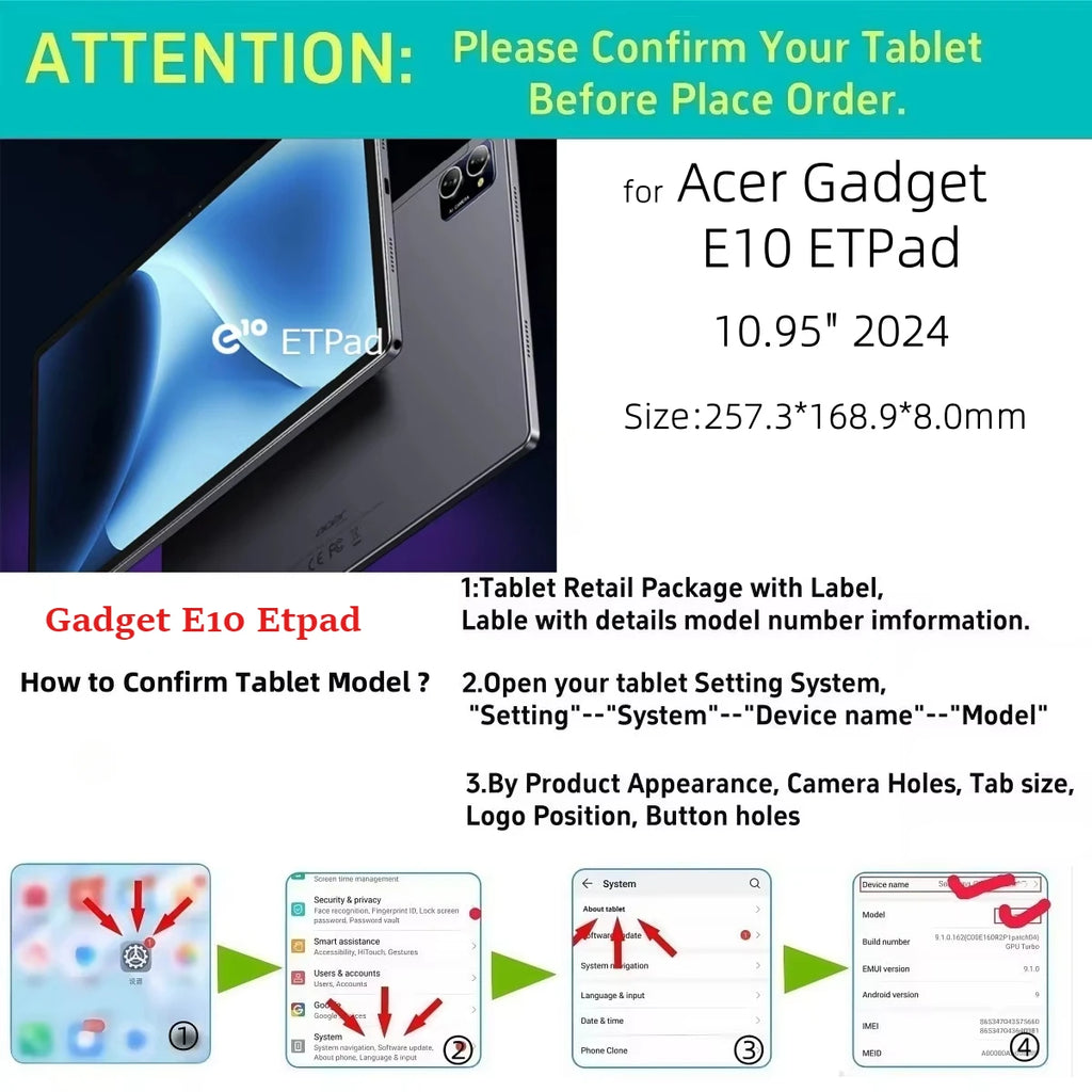 2 Pack Tempered Glass Protector for Acer Gadget E10 ETPad 10.95 Inch 2024 Screen Protector Scratch Resistant HD Clear 0.33mm