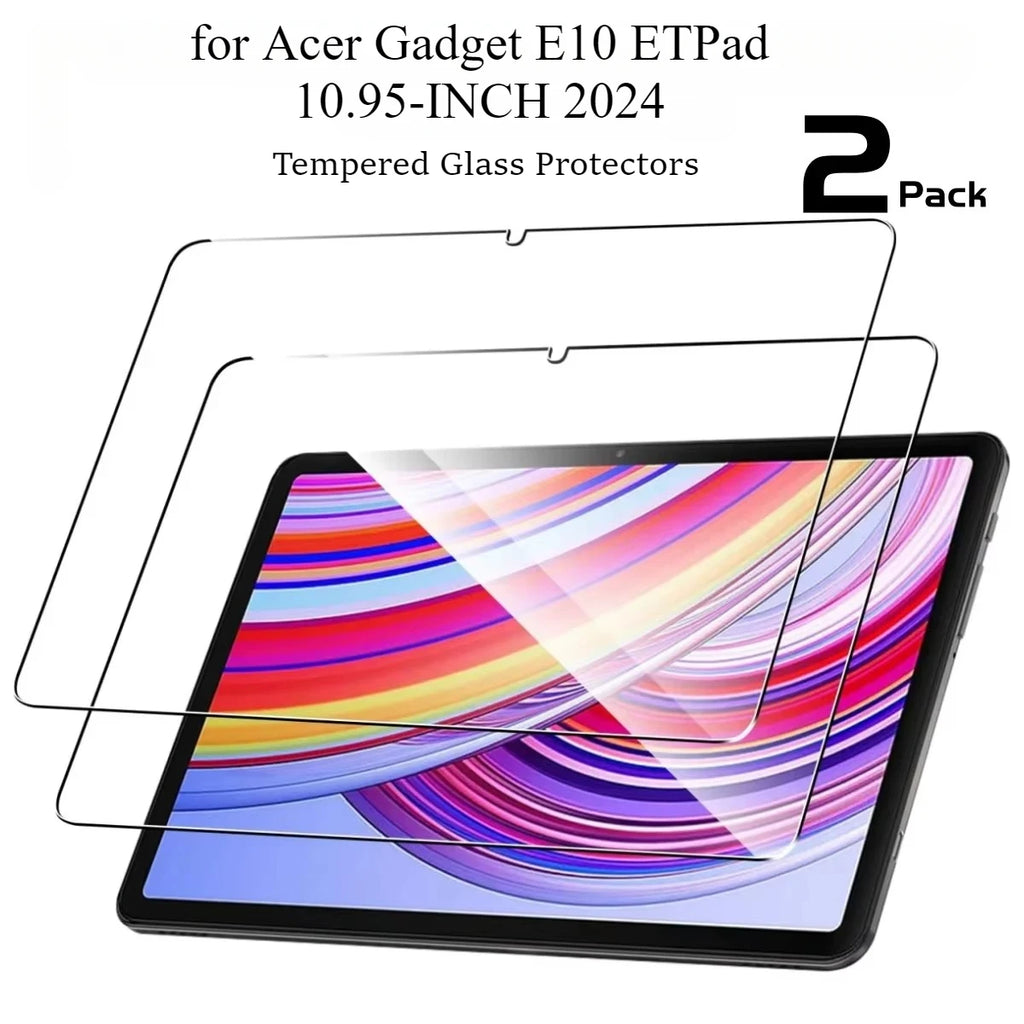 2 Pack Tempered Glass Protector for Acer Gadget E10 ETPad 10.95 Inch 2024 Screen Protector Scratch Resistant HD Clear 0.33mm